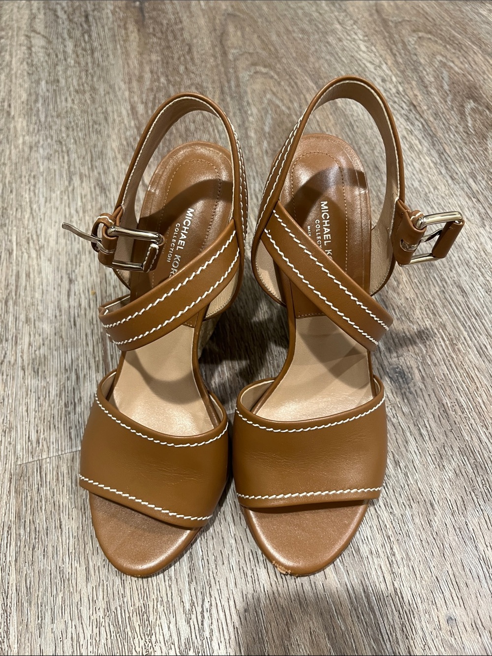 Michael Kors Tan Leather Ankle-Strap Sandals - Picture 4 of 8